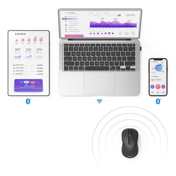 Hama MW-650 hiiri Office Oikeakätinen Bluetooth + USB Type-A Optinen 2400 DPI