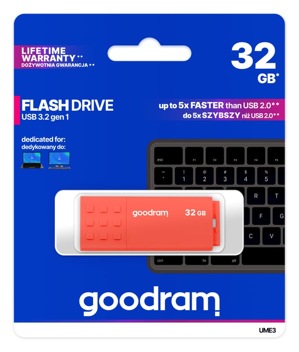 Goodram UME3 USB-muisti 32 GB USB A-tyyppi 3.2 Gen 1 (3.1 Gen 1) Oranssi