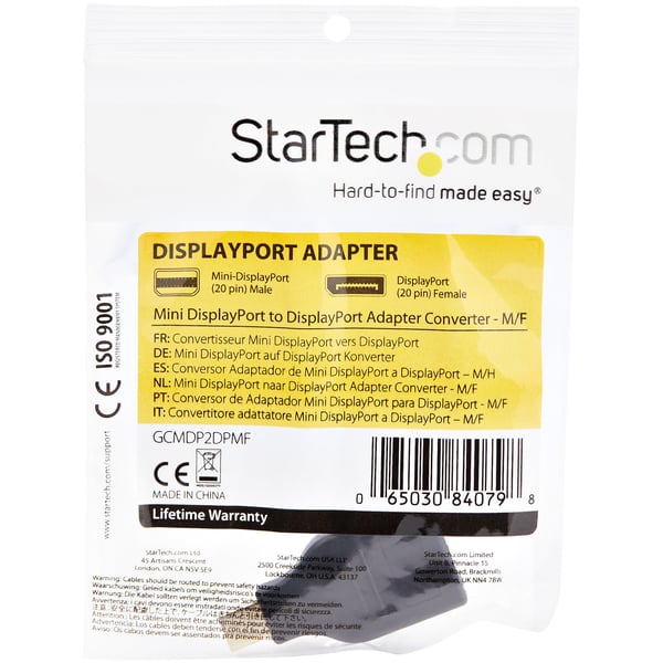 StarTech.com GCMDP2DPMF kabel kønsskifter Mini DisplayPort DisplayPort Sort