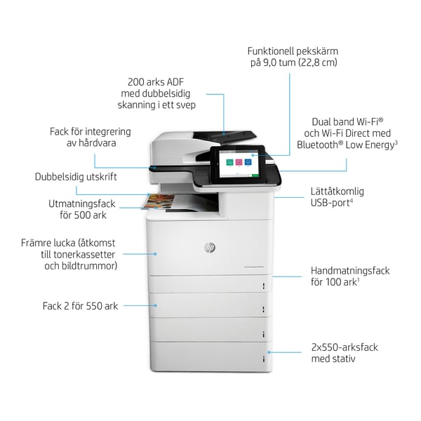 HP Color LaserJet Enterprise LaserJet Enterprise M776dn Multifunction Färg Skrivare, Endast Ethernet; Kopiator och skanner