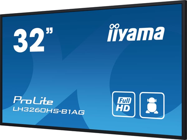 iiyama LH3260HS-B1AG skilte display Digital A-tavle 80 cm (31.5") LED Wi-Fi 500 cd/m² Fuld HD Sort Indbygget processer Android 11 24/7