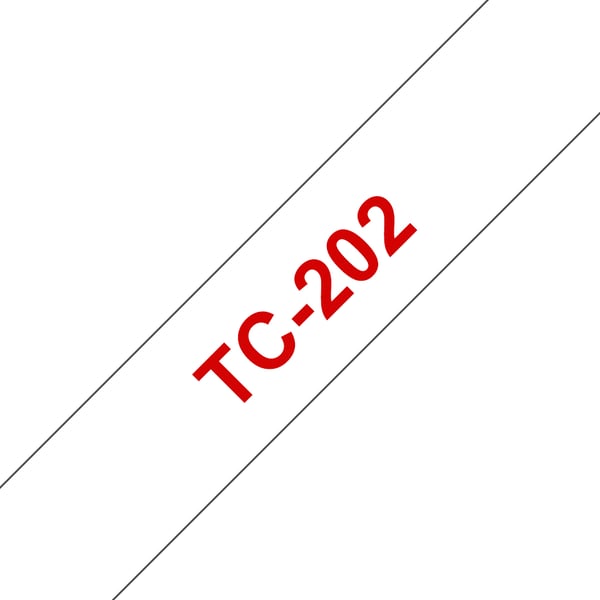 Brother TC-202 etiketbånd Rød på hvid