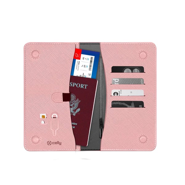 Celly Venere Passport Vikfodral Rosa Konstläder