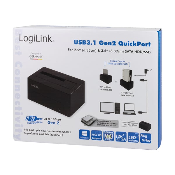 LogiLink Quickport - HDD-dockingstation - 2,5\" / 3,5\" delt (6,4 cm/8,9 cm delt)