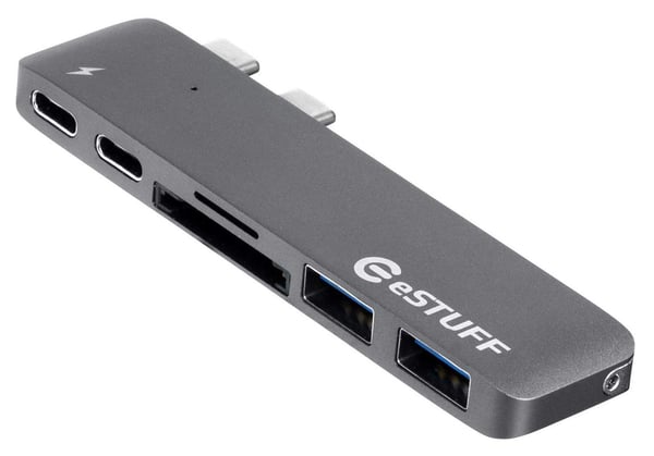 eSTUFF ES84122-GREY gränssnittshubbar USB 3.2 Gen 1 (3.1 Gen 1) Type-C 5000 Mbit/s Grå