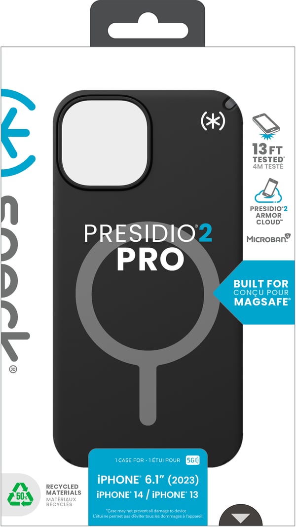 Speck Presidio2 Pro Magsafe - Fodral iPhone 15/iPhone 14/iPhone 13 (Svart/Skiffergrå/Vit)