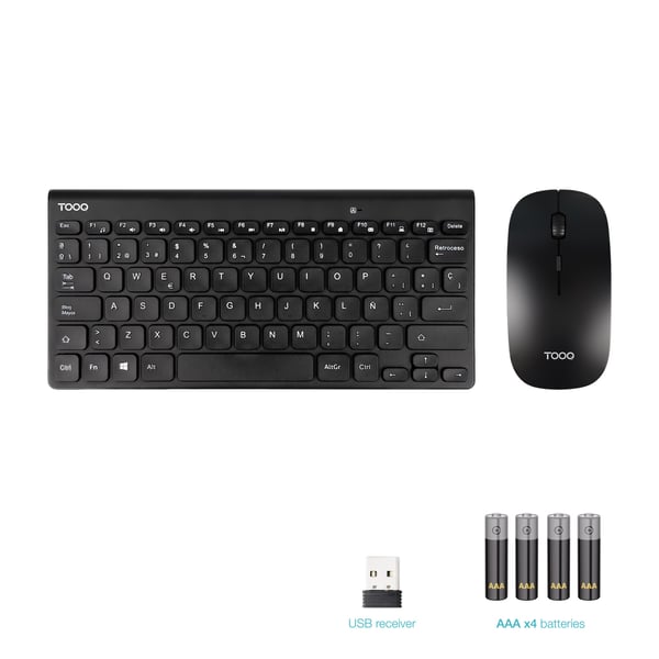 TooQ TQKMW-3101-B tastatur Mus inkluderet Universel RF trådløst Sort