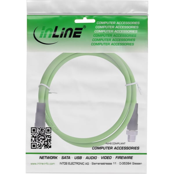 InLine 40502 sensor- & aktuatorkabel 2 m M12 Grøn