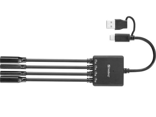 Sandberg 136-81 gränssnittshubbar USB 3.2 Gen 1 (3.1 Gen 1) Type-A + Type-C 5000 Mbit/s Svart