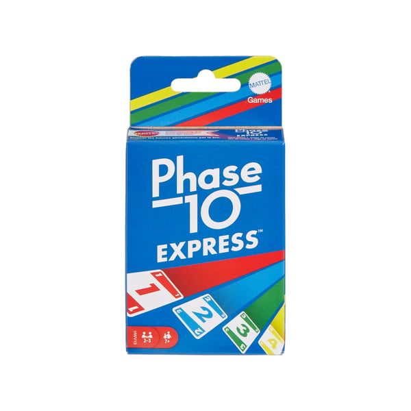 Mattel Games Phase 10 Express-kortspel med mindre, mer bärbar kortlek för ett snabbare spel, passar 2–3 spelare