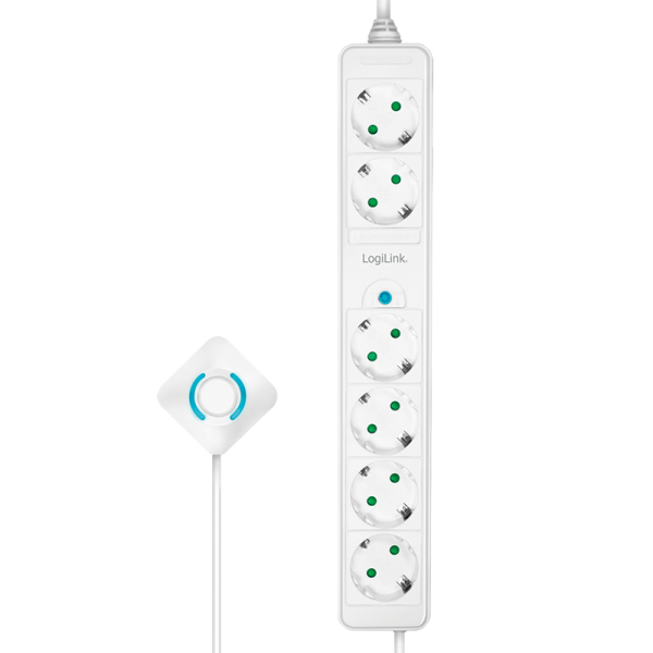 LogiLink LPS271 jatkojohto 1,5 m 6 AC-pistorasia(a) Sisätila Valkoinen