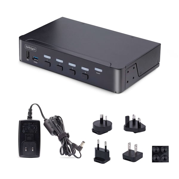StarTech.com 4-portars DisplayPort 1.4 KVM-switch, 8K 60Hz / 4K 144Hz, 2x USB 3.0-portar, 4x USB 2.0-portar