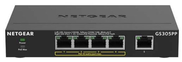 NETGEAR GS305PP Ikke administreret Gigabit Ethernet (10/100/1000) Strøm over Ethernet (PoE) Sort