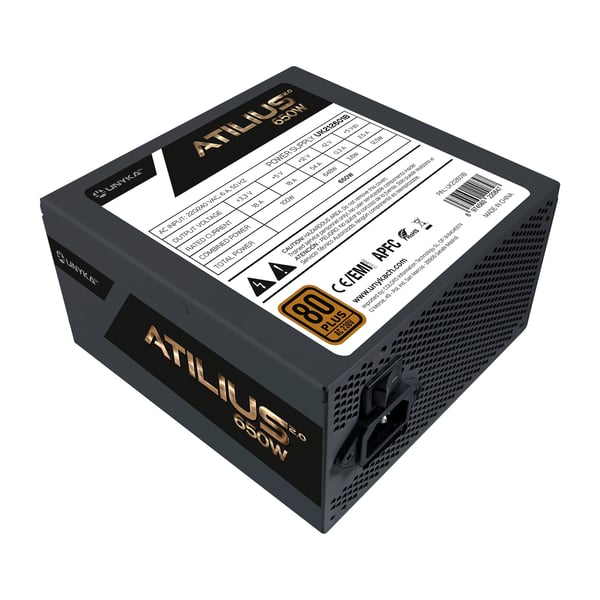 UNYKAch ATX Atilius 2.0 Black 650W 80+ Bronze strömförsörjningsenheter 20+4 pin ATX Svart