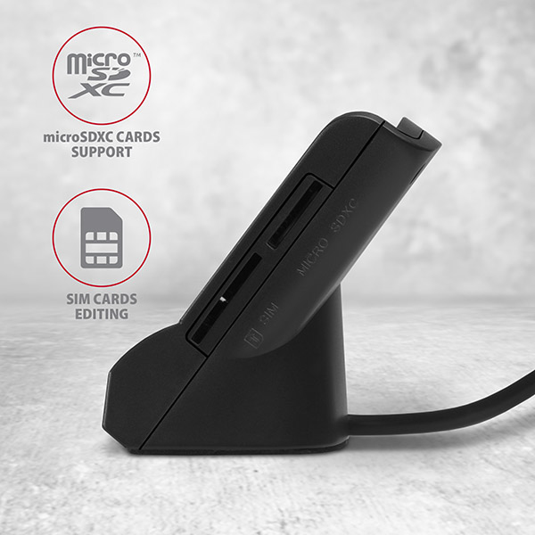 Axagon CRE-SM2 läsare smarta kort inomhus USB USB 2.0 Svart
