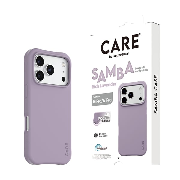 PanzerGlass CARE™ by ® Samba Case Rich Lavender w. White MagSafe iPhone 2026 Pro | 17 Pro mobiltelefonfodral Mobilskal Lila