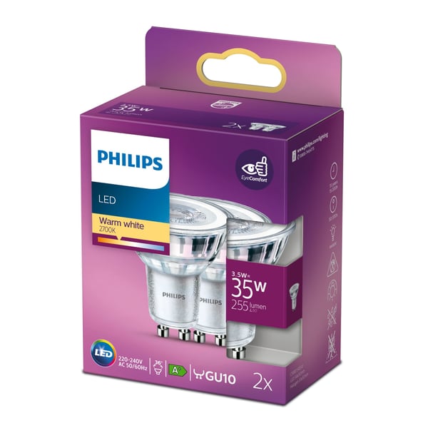 Signify Philips Spot - LED-spotpære - GU10 - 3,5 W (svarende til 35 W)
