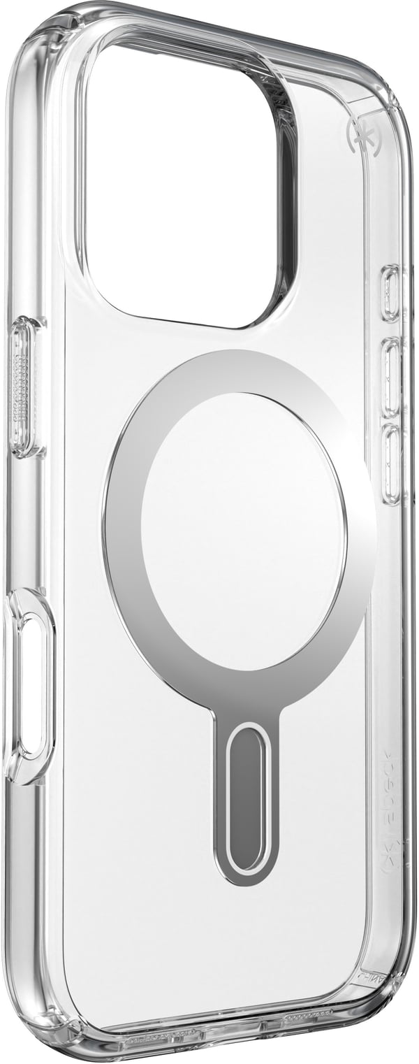 Speck Presidio Perfect-Clear ClickLock & MagSafe - Cover til iPhone 16 Pro (Klar / Kromfinish / Serene Sølv)