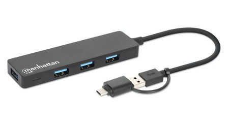 Manhattan 180863 kannettavien tietokoneiden telakka ja porttitoistin USB 3.2 Gen 1 (3.1 Gen 1) Type-A + Type-C Musta