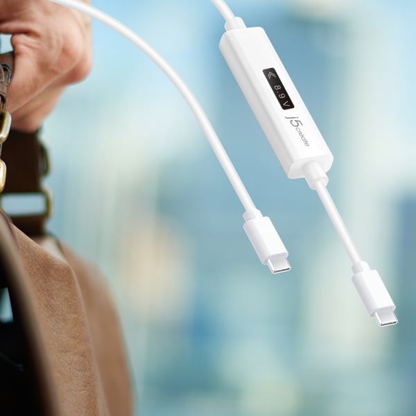 j5create JUCP14-N USB-C™ 2.0 - USB-C™ -kaapeli dynaamisella OLED-virtamittarilla