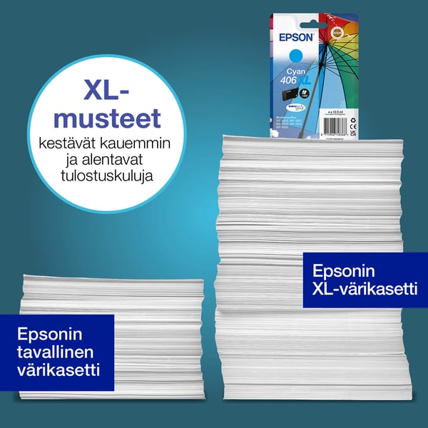 Epson Yksittäispakkaus, syaani 406 sateenvarjo DURABrite Ultra -muste