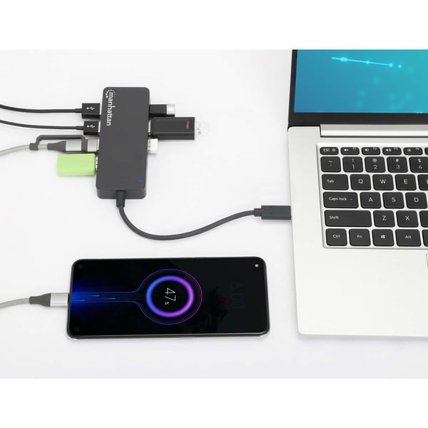 Manhattan 168410 gränssnittshubbar USB Type-C 5000 Mbit/s Svart