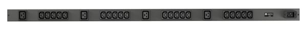 Vertiv Geist rPDU, basic, 0U, input C20 230V 16A, outputs (20)C13 | (4)C19 strømforsyningsenhed (PDU) 24 AC stikkontakt(er) Sort