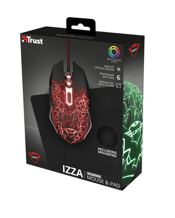 Trust GXT 783 hiiri Pelaaminen Molempikätinen USB A-tyyppi Optinen 2400 DPI