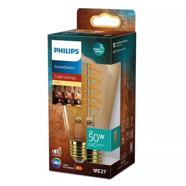 Philips Filamenttilamppu meripihka 50 W ST64 E27