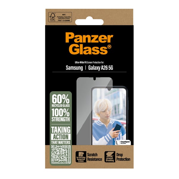 PanzerGlass ® Screen Protector Samsung Galaxy A26 5G | Ultra-Wide Fit Genomskinligt skärmskydd 1 styck