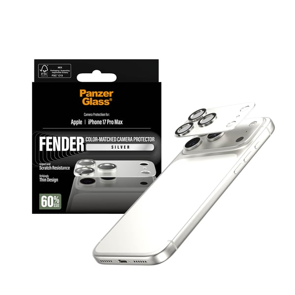 PanzerGlass ® Fender Camera Protector Silver iPhone 17 Pro Max Genomskinligt skärmskydd Apple 1 styck