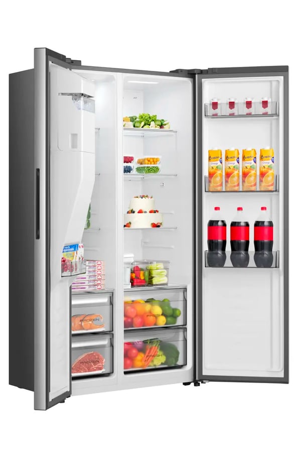 Hisense RS5P528STIE Kombinerad kyl/frys side-by-side Fristående 528 l Grå, Rostfritt stål