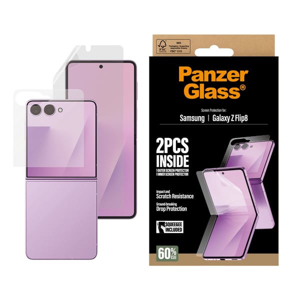 PanzerGlass ® Screen Protector Samsung Galaxy Z Flip8 | Glass & Film Genomskinligt skärmskydd 1 styck