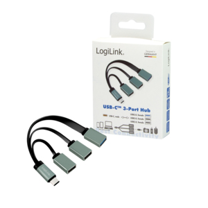 LogiLink UA0315 gränssnittshubbar USB 3.2 Gen 1 (3.1 Gen 1) Type-C 5000 Mbit/s Svart, Grå