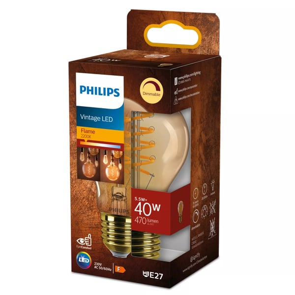Philips Filament pære, ravfarvet 40 W A60 E27