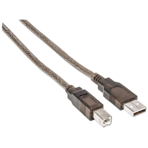 Manhattan 510424 USB-kabel USB 2.0 11 m USB A USB B 0,48 Gbit/sek. Sølv