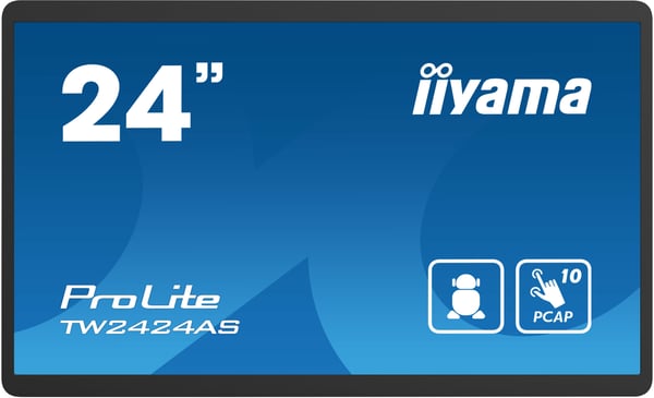 iiyama TW2424AS-B1 skilte display Digital fladpaneldisplay 60,5 cm (23.8") Wi-Fi 250 cd/m² 4K Ultra HD Sort Berøringsskærm Indbygget processer Android 24/7