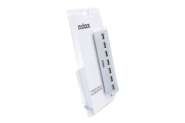 Nilox NXHU7ALU2 interface hub USB 2.0 480 Mbit/s Grå