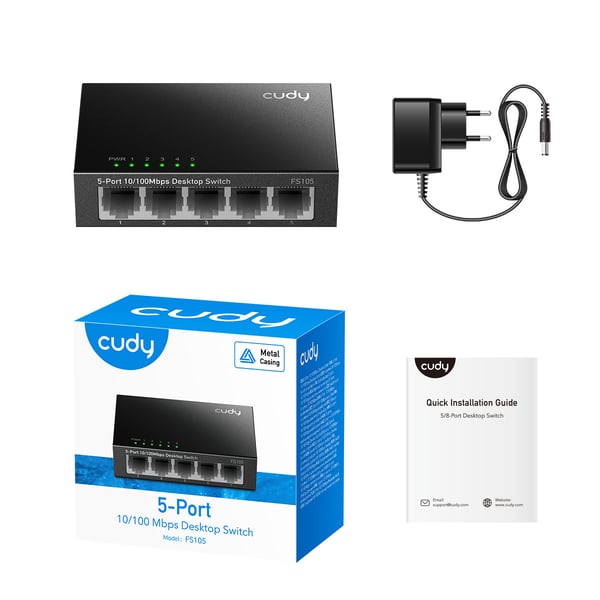 Cudy FS105 netværksswitch Ikke administreret Fast Ethernet (10/100) Sort