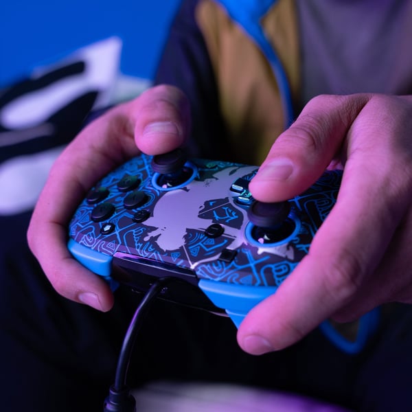 PDP Rematch: Sheikah Shoot Svart, Blå USB Spelplatta Analog / Digital Nintendo Switch, Nintendo Switch Lite, Nintendo Switch OLED