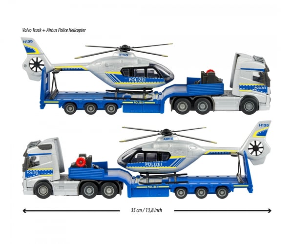 Majorette Volvo Truck + Airbus Police Helicopter