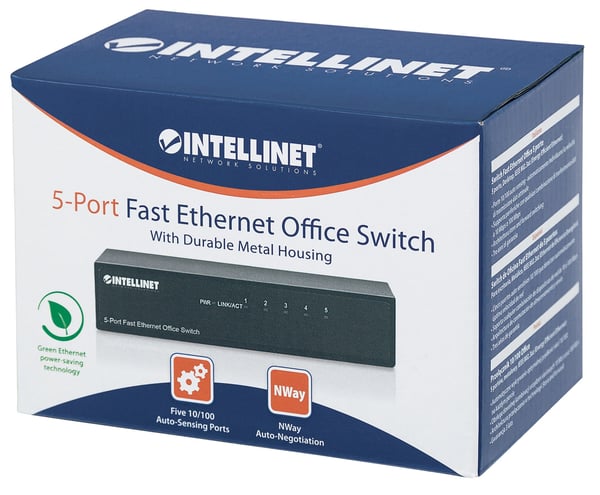 Intellinet 5-Port Fast Ethernet Office Switch Fast Ethernet (10/100) Musta