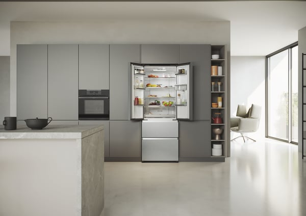 Haier HFR5719EWMG Fritstående 444 L Sølv