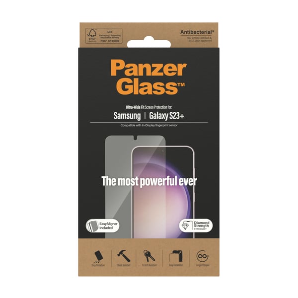 PanzerGlass ® Screen Protector Samsung Galaxy S23+ | Ultra-Wide Fit w. EasyAligner Genomskinligt skärmskydd 1 styck