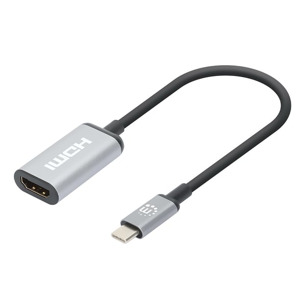 Manhattan 153706 videokabeladapter 0,15 m USB Type-C HDMI Typ A (standard) Svart, Silver