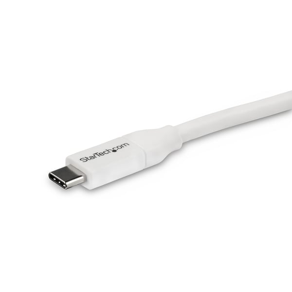 StarTech.com 4 m USB-C snabbladdningskabel, laddning och synkronisering, 100 W (5 A) PD, USB 2.0, USB-IF-certifierad - Vit USB C-laddningssladd