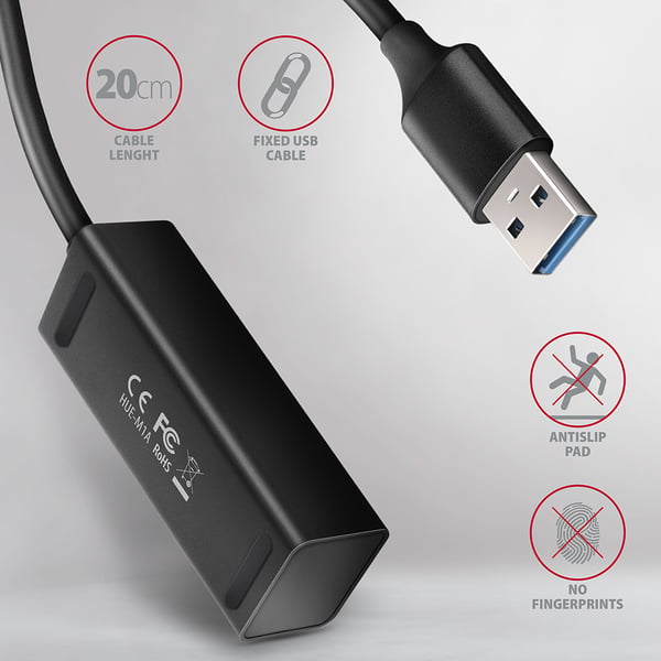 Axagon HUE-M1A gränssnittshubbar USB 3.2 Gen 1 (3.1 Gen 1) Type-A 5000 Mbit/s Svart