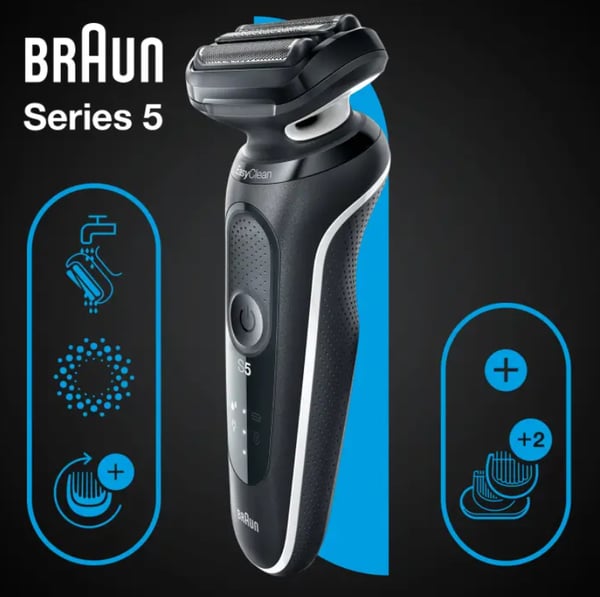 Braun Series 5 51-W1600s Teräverkollinen parranajokone Musta, Valkoinen