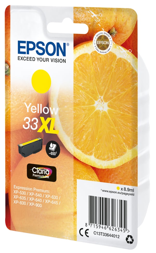 Epson Oranges 33XL appelsiner Claria Premium enkeltpakke gult blæk