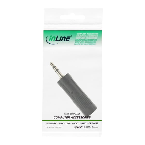 InLine® Audioadapter, 3,5 mm jackstik stereo til 6,3 mm jackstik stereo (99303)